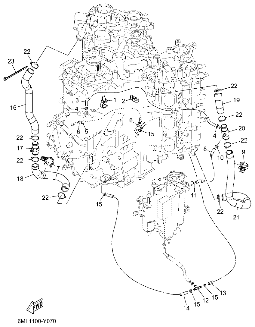 Yamaha F350BST, FL350BST CYLINDER & CRANKCASE 4 parts diagram